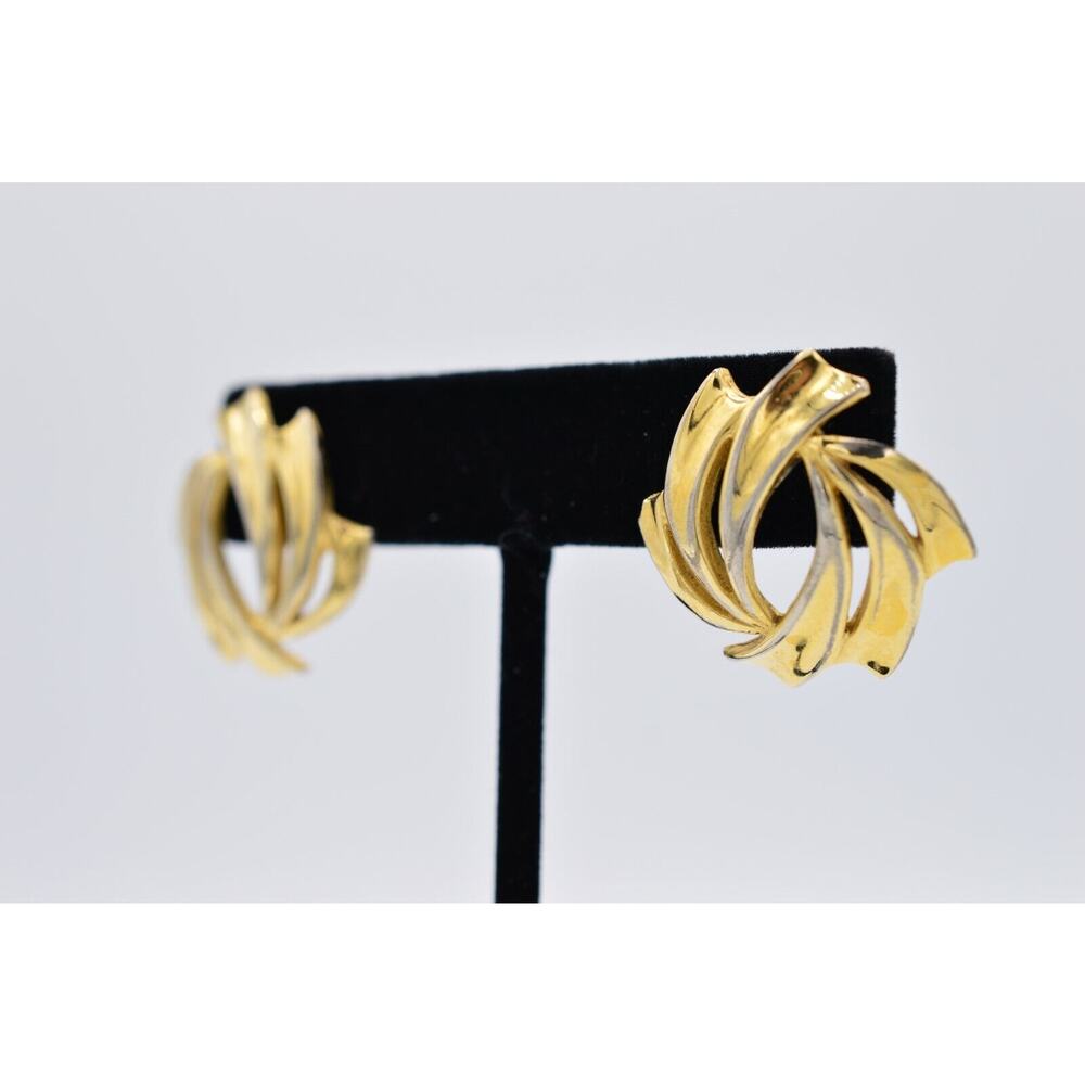 Givenchy Vintage Pierced Statement Earrings Gold Tone Signed 1980s AS IS BinAB - Picture 2 of 10